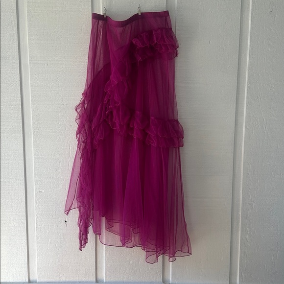 Anthropologie Hutch Fuchsia Tulle Maxi Skirt Ruffle Layered Statement XL - Picture 4 of 4